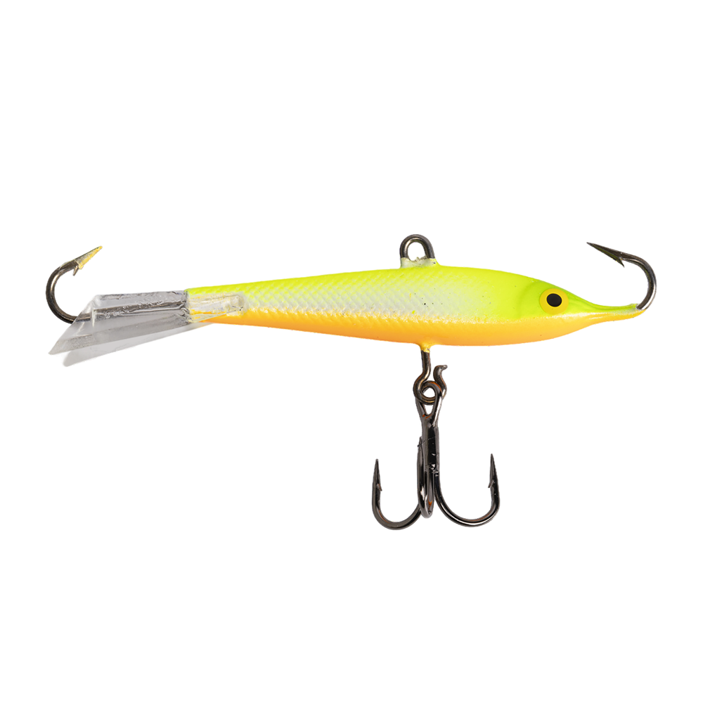 Балансир Kuusamo Tasapaino 75мм, 18гр, цвет (GLOW/FRG/Fye/W-O) с тройником. Фото №1