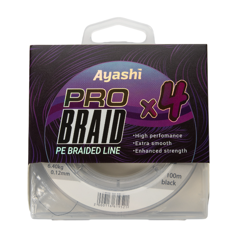 Плетенный шнур Ayashi PRO BRAID-X4 (black) d-0,12mm (100м). Фото №1