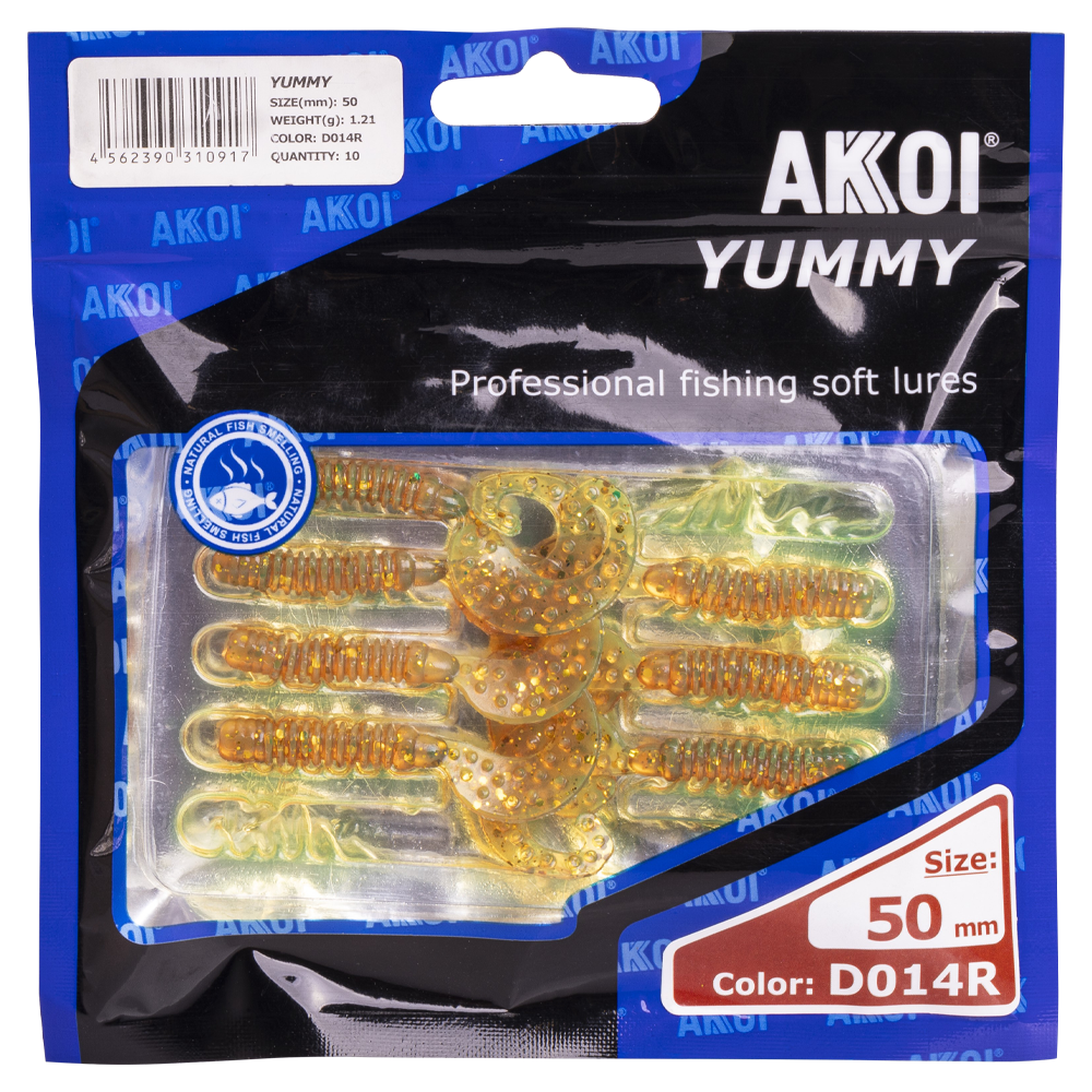 Приманка AKKOI Yummy (твистер) 50 D014R (уп. 10/6шт). Фото №3