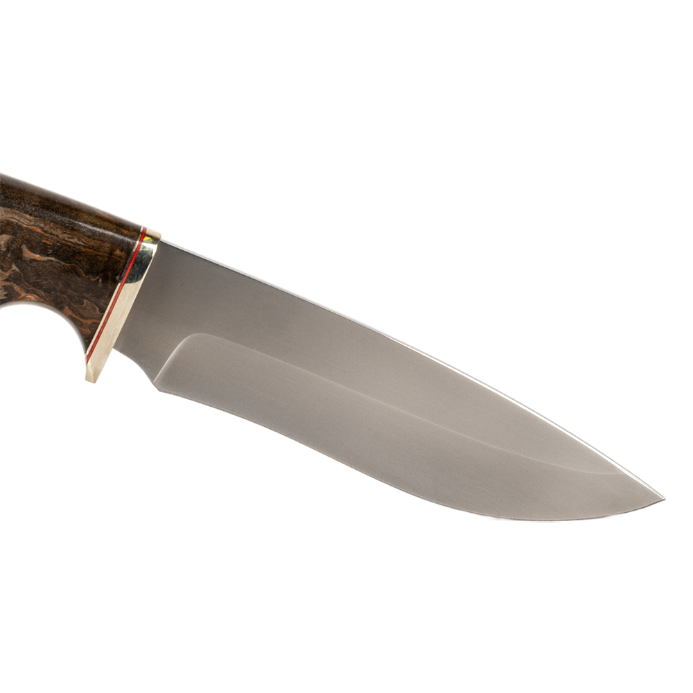 Нож МС Близнец, клинок D2, рукоять стабилизированная карельская береза, литье мельхиор. Фото №3