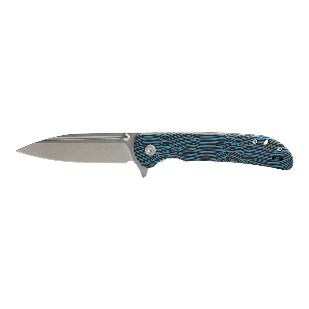 Нож складной Kranch BLB-125, клинок AUS8, рукоять G10 blue and black. Фото №1