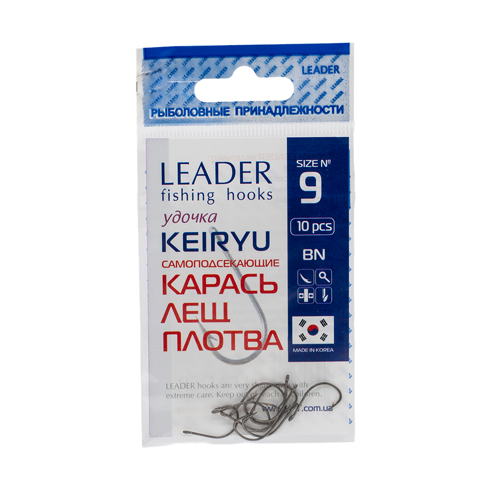 Крючки Leader KEIRYU, color BN, №9 (10шт). Фото №1
