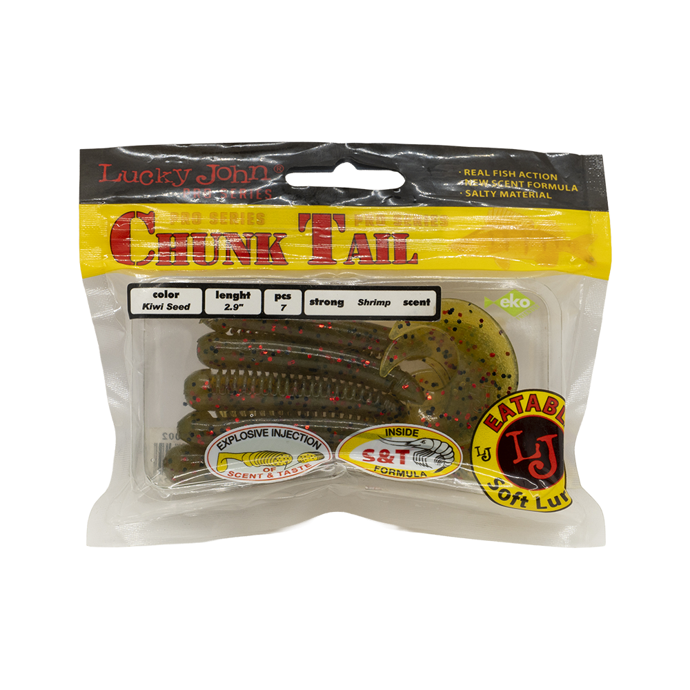 Твистер Lucky John Pro Series Chunk Tail 2,9" 74мм, (7шт. упак.) цвет 002. Фото №2