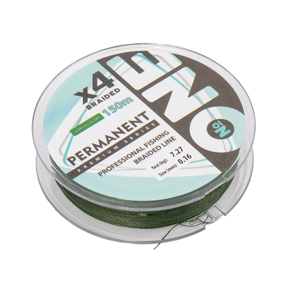 Плетеная леска №ONE PERMANENT Х4-150 (green) d0.16. Фото №3