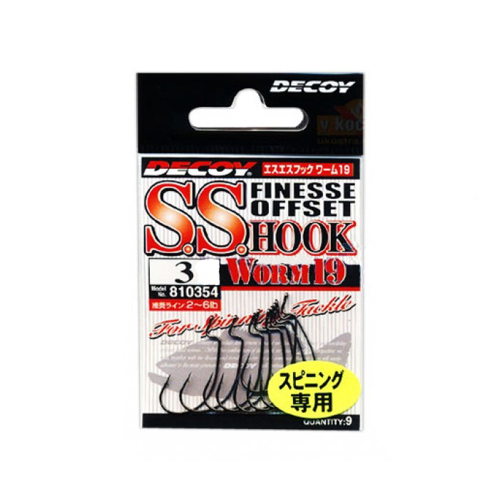 Крючок Decoy офсетный Worm 19#10 (10 шт.). Фото №1