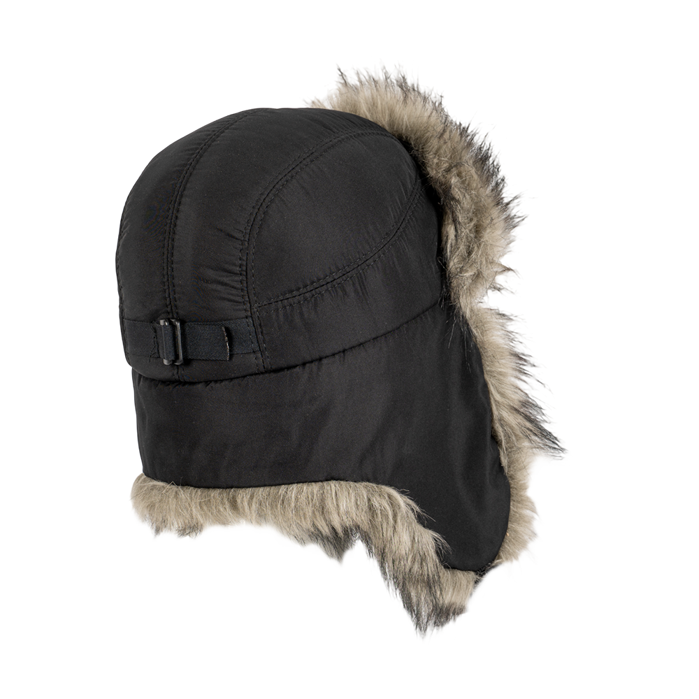 Ушанка №4, плащевая ткань, черный + мех №21 на поролоне (кепка). Фото №4