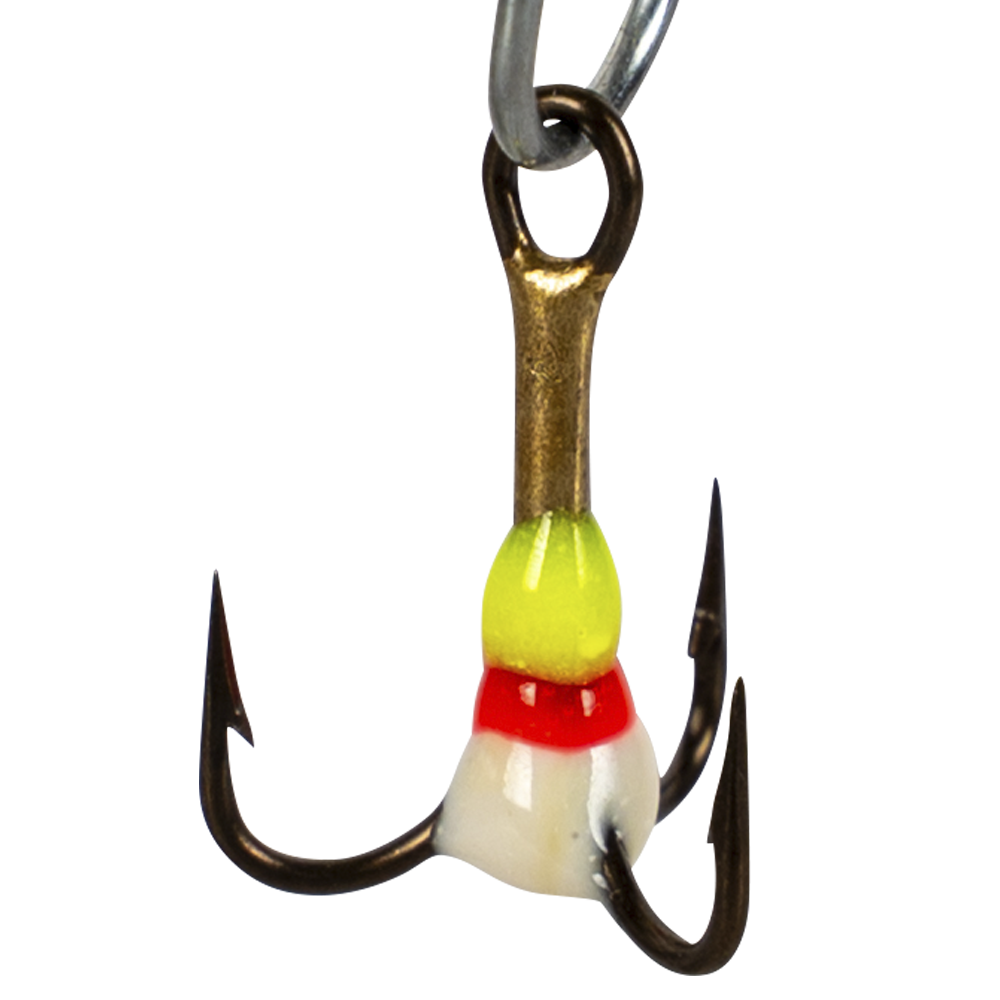 Крючок-тройник для приманок  Lucky John с каплей цвет. разм010/YRF. Фото №1