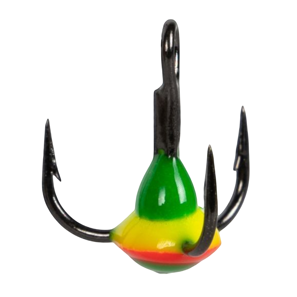 Крючок-тройник для приманок Lucky John с каплей размер  010 цвет GYRG (11). Фото №1