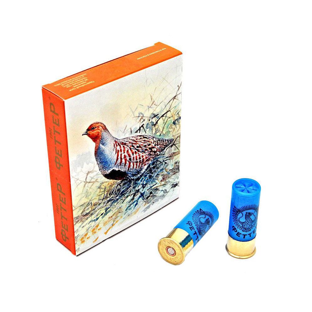 Патрон ФЕТТЕР ТЕМАТИЧЕСКИЙ (Куропатка) 12/70 дробь №6 30гр. (в коробке 10 шт). Фото №1