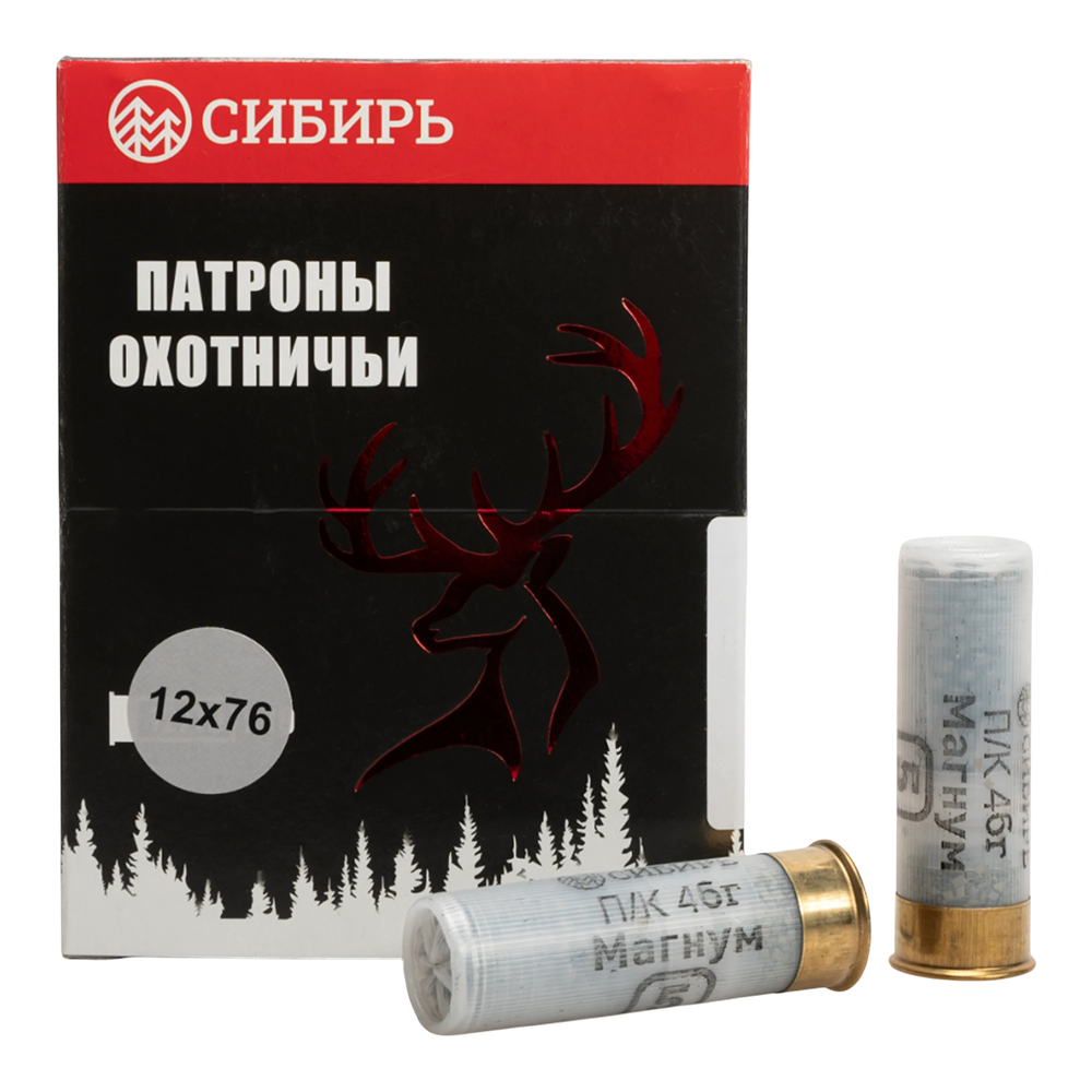 Патрон СИБИРЬ МАГНУМ PREMIUM 12/76 охотничий дробовой 46г №5 (пачка 10 шт) (в коробке 200шт). Фото №1 Патрон СИБИРЬ МАГНУМ PREMIUM 12/76 охотничий дробовой 46г №5 (пачка 10 шт) (в коробке 200шт). Фото №1
