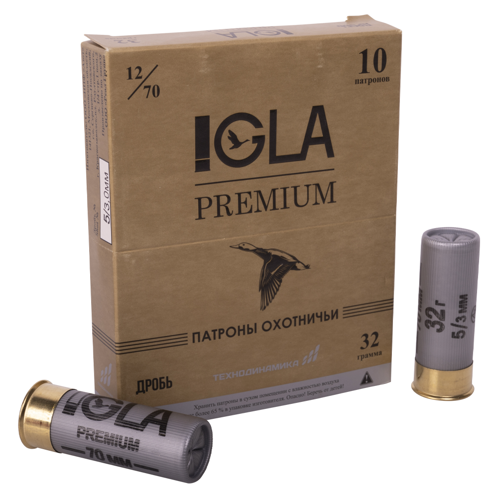 Патрон "IGLA-PREMIUM" 12/70 №5 32г (пачка 10шт, короб., 250). Фото №1