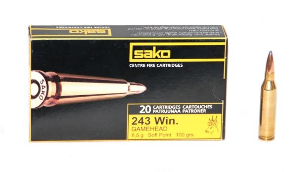 Патрон нарезной SAKO калибр 243 Win SP Gamehead 6,5 гр. 100 grn. (в пачке 20 шт.). Фото №2 Патрон нарезной SAKO калибр 243 Win SP Gamehead 6,5 гр. 100 grn. (в пачке 20 шт.). Фото №2