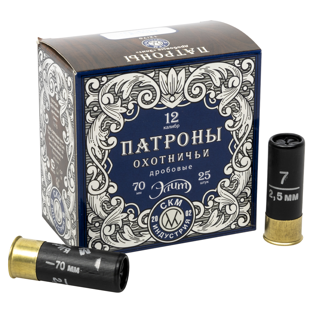 СКМ Патрон охотничий 12/70, №7 33 гр. б/к "Элит" (п. Импорт) ( в пачке 25 шт.). Фото №1 СКМ Патрон охотничий 12/70, №7 33 гр. б/к "Элит" (п. Импорт) ( в пачке 25 шт.). Фото №1