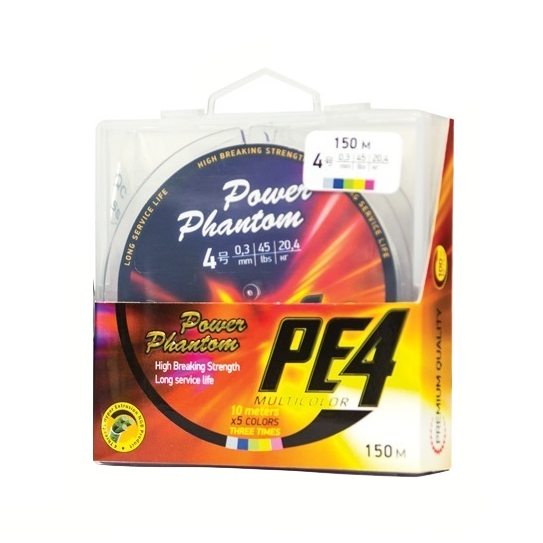 Шнур Power Phantom PE4, 150м, 5 цветов #2,5, 0,25мм, 13,6кг. Фото №2 Шнур Power Phantom PE4, 150м, 5 цветов #2,5, 0,25мм, 13,6кг. Фото №2