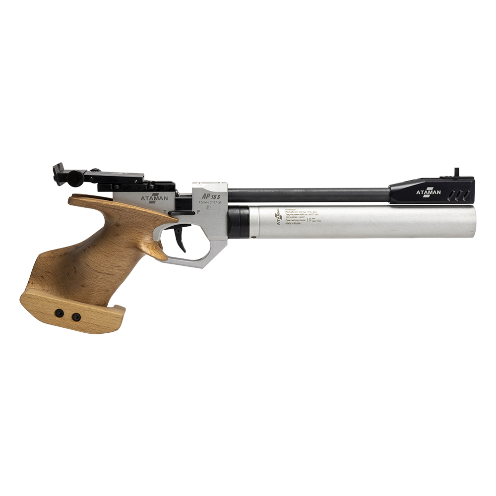 Пистолет пневматический спортивный AP16 калибр 4,5 (Silver, Бук натуральный)  . Фото №1