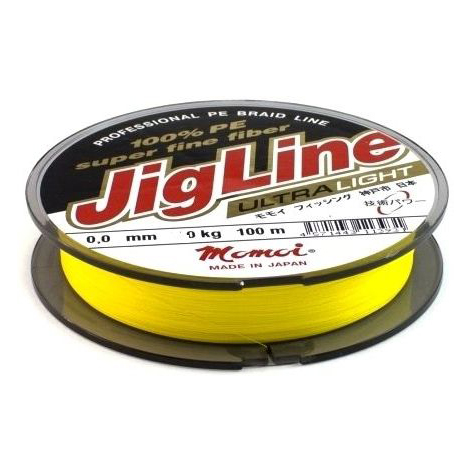 Плетеный шнур Momoi 4-х прядный JigLine Ultra PE 0,27мм/100м 22,0кг желтый. Фото №2