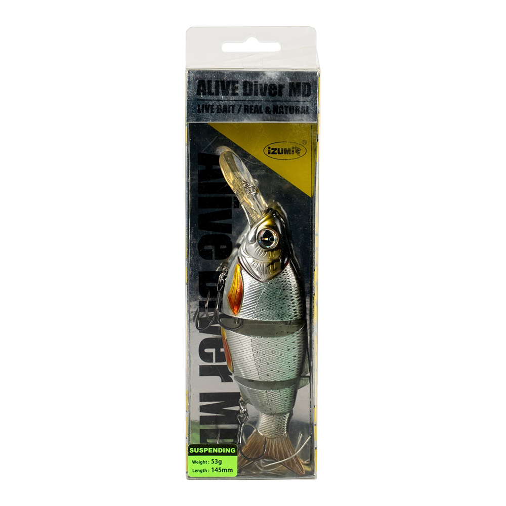 Воблер IZUMI 5 section white fich 145 MD (SUSPENDING) вес 53г, заглубление (1,8м-2,1м), цвет 01. Фото №1