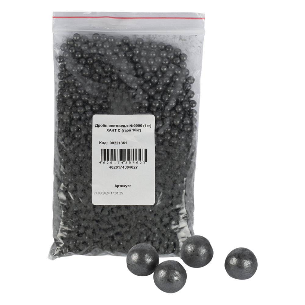 Дробь охотничья №0000 (1кг) ХАНТ С (тара 10кг). Фото №1