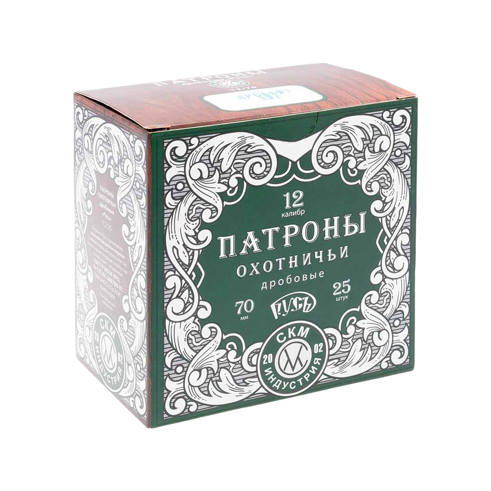 СКМ Патрон охотничий 12/70 №1 32гр. "Русь" (п. Россия)(в пачке 25 шт.) (в коробке 250 шт.). Фото №1