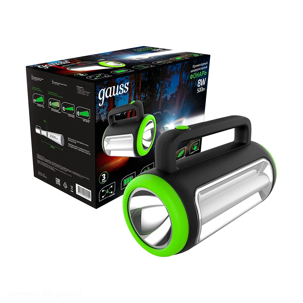 Фонарь прожекторный Gauss модель GFL603 8W 500lm lead acid 1500mAh диммируемый LED 1/10/20. Фото №2 Фонарь прожекторный Gauss модель GFL603 8W 500lm lead acid 1500mAh диммируемый LED 1/10/20. Фото №2