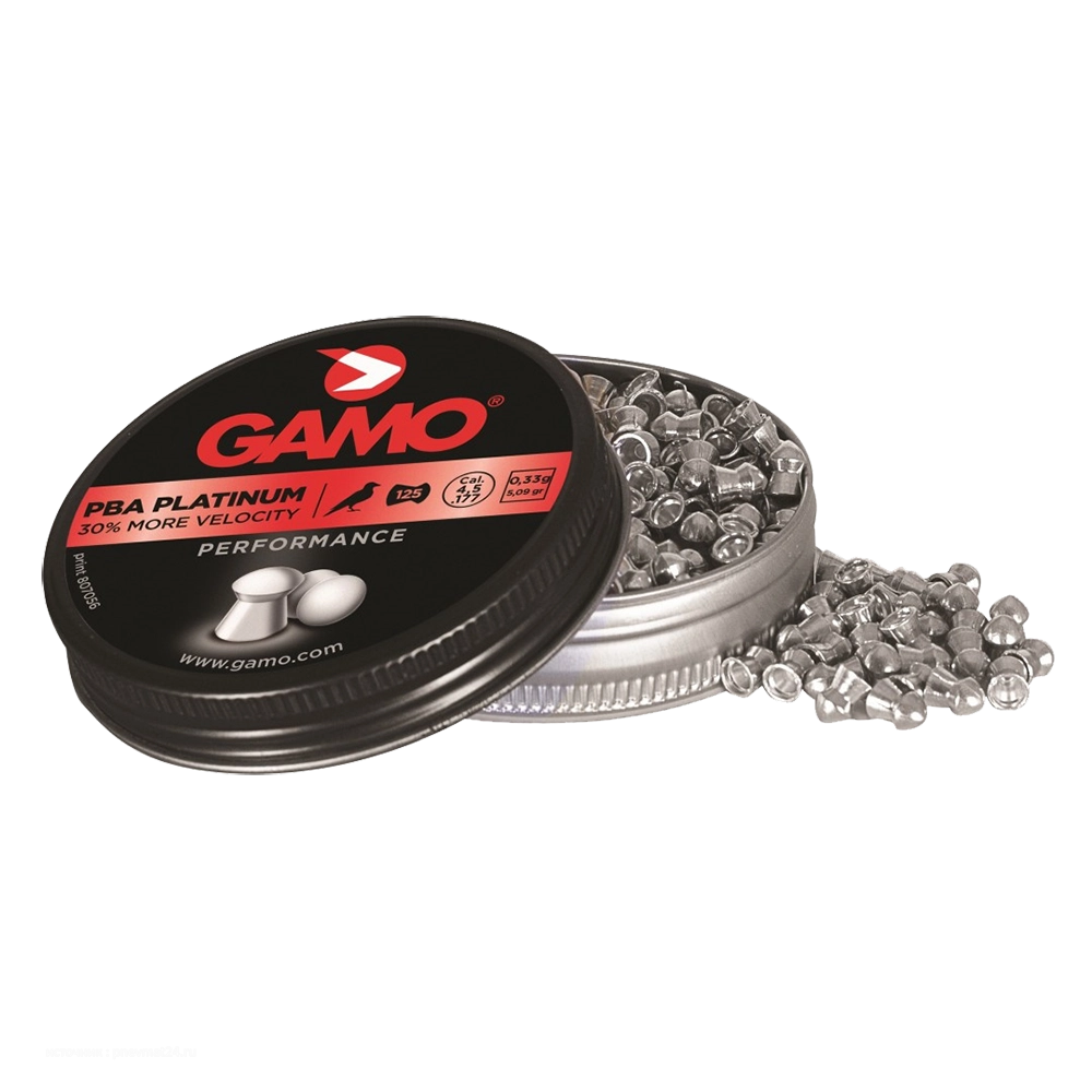 Пуля пневматическая "Gamo PBA Platinum", калибр 4,5 мм., (125 шт.) (в коробке 24 банки). Фото №3 Пуля пневматическая "Gamo PBA Platinum", калибр 4,5 мм., (125 шт.) (в коробке 24 банки). Фото №3