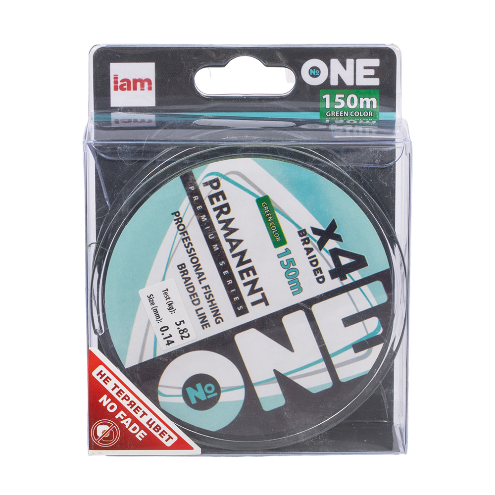 Плетеная леска №ONE PERMANENT Х4-150 (green) d0.14. Фото №1