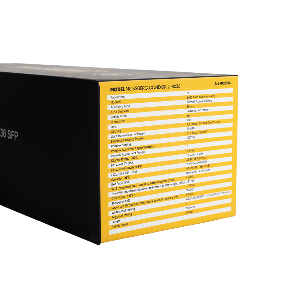 Оптический прицел MOSSBERG CONDOR 2-8х36 SFP Compact 30мм с подсветкой (Mildot) 0.1 MRAD. Фото №15 Оптический прицел MOSSBERG CONDOR 2-8х36 SFP Compact 30мм с подсветкой (Mildot) 0.1 MRAD. Фото №15