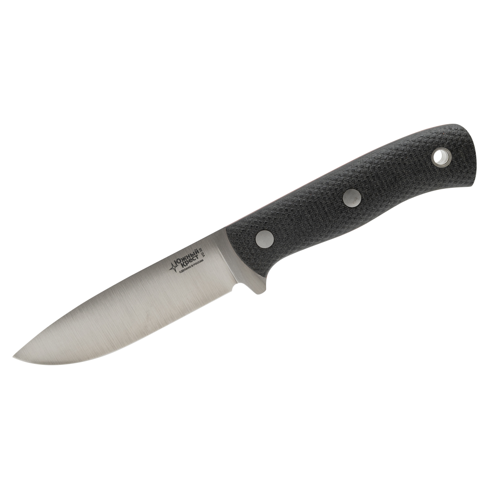 Нож Южный крест Скаут, клинок VG-10, рукоять микарта черная, насечка . Фото №1 Нож Южный крест Скаут, клинок VG-10, рукоять микарта черная, насечка . Фото №1