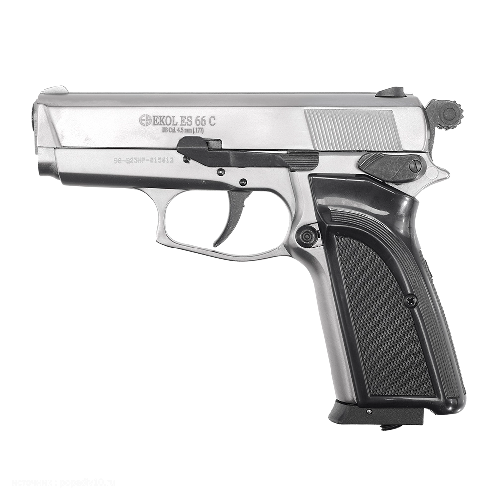Пистолет пневматический EKOL 66 C FUME, (никель) калибр 4,5 мм, 3 Дж. Фото №3