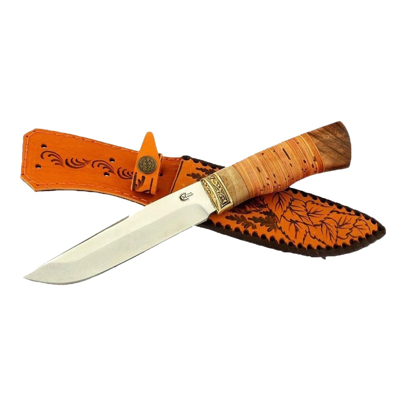 Нож "Юнкер" ст.65х13 береста, литье, гравировка (ИП Семина). Фото №1