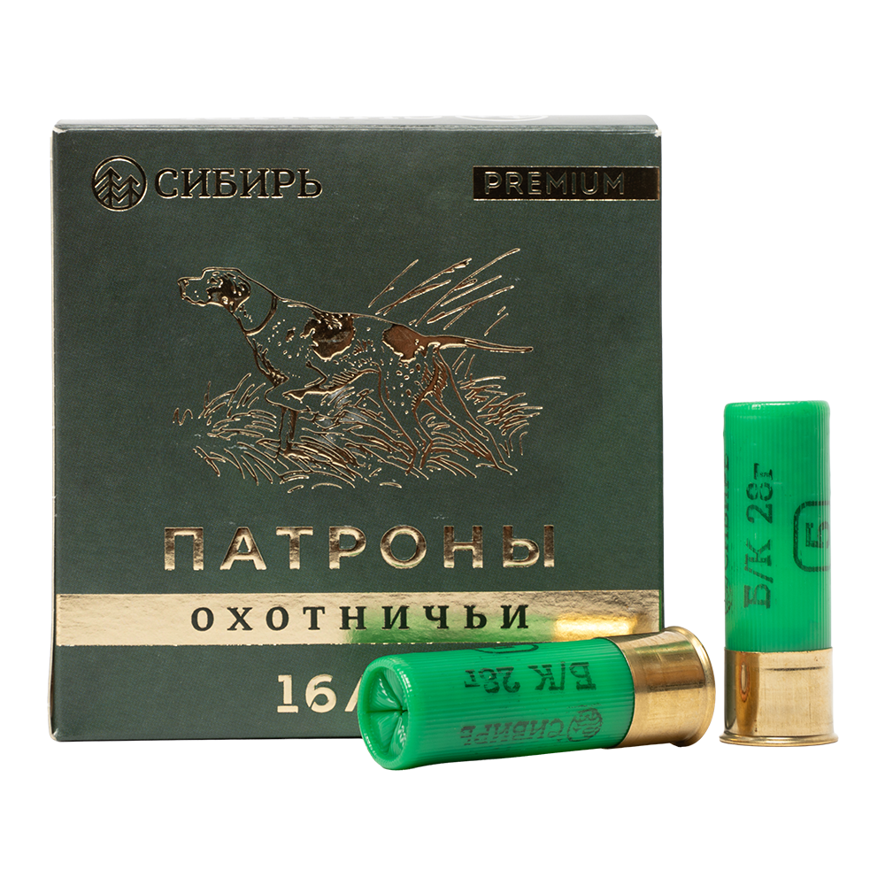 Патрон СИБИРЬ PREMIUM 16/70 охотничий дробовой 28г №5 б/к (CX-2000) (пачка 25 шт) (в коробке 250шт). Фото №1