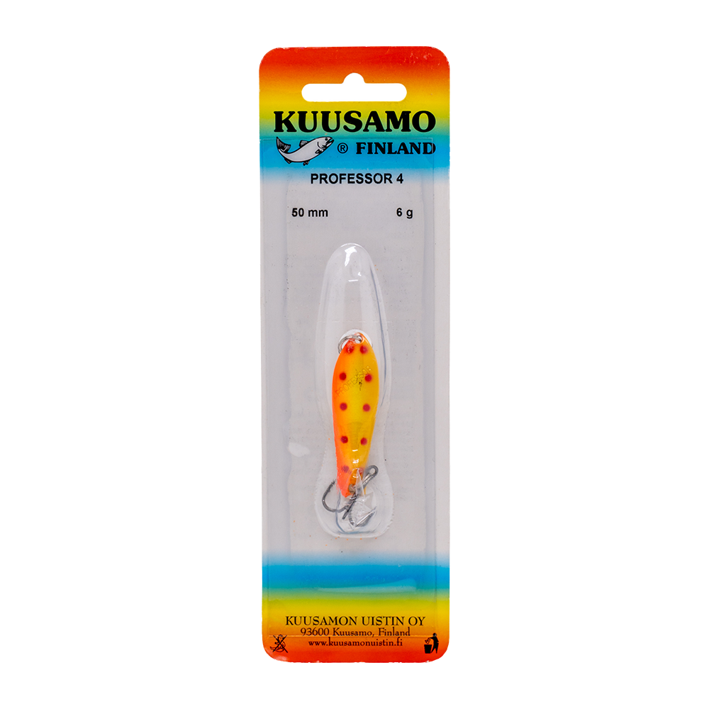 Блесна колеблющаяся Kuusamo Professor 4, 50мм, 6гр, цвет (R/FR/Fye/Ye-S). Фото №1