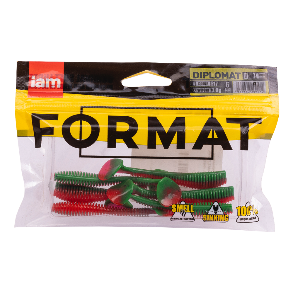 Силиконовая приманка FORMAT DIPLOMAT 74mm, цвет F17n, (6шт). Фото №5