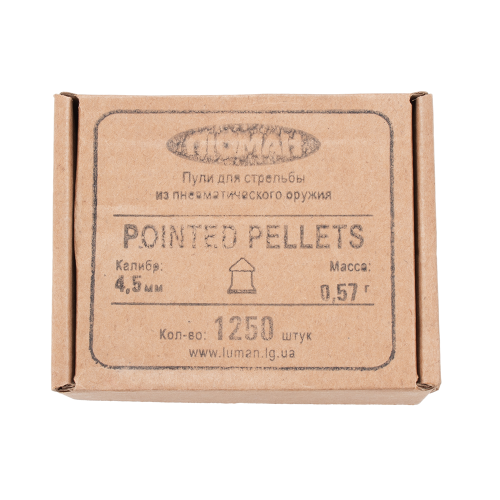 Пуля пневматическая "Pointed pellets", 0,57 г. 4,5 мм. (1250 шт.) (16 в упаковке). Фото №1