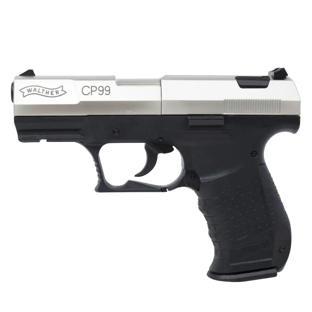 Пистолет пневматический Walther СР 99 (никель с чёрной рукояткой). Фото №2 Пистолет пневматический Walther СР 99 (никель с чёрной рукояткой). Фото №2