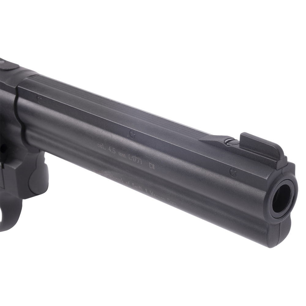 Пистолет пневматический S&W 586-6" (чёрный с чёрными резиновыми накладками). Фото №2