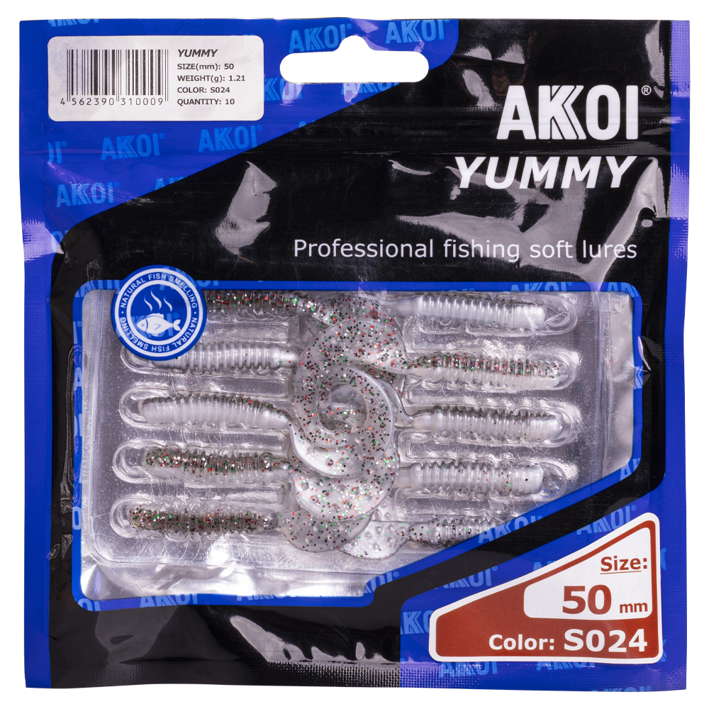 Приманка AKKOI Yummy (твистер) 50 S024 (уп. 10/6шт). Фото №3