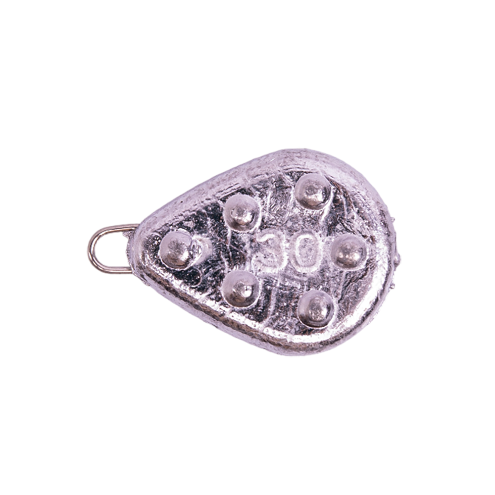 Груз "Капля плоская с шипами и ушком" 30 гр.. Фото №1