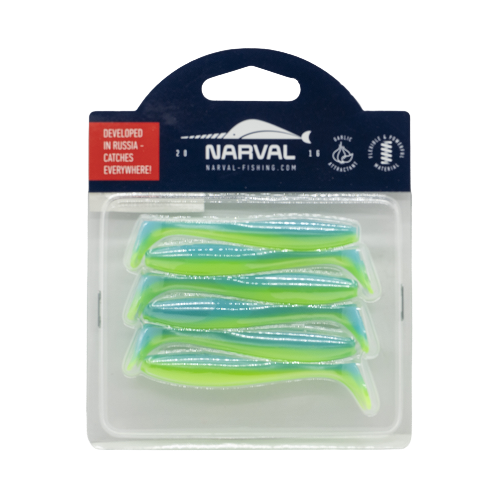 Приманка силиконовая Narval Choppy Tail 80мм, (6шт. упак.) цвет (#016) Blue Mint . Фото №2
