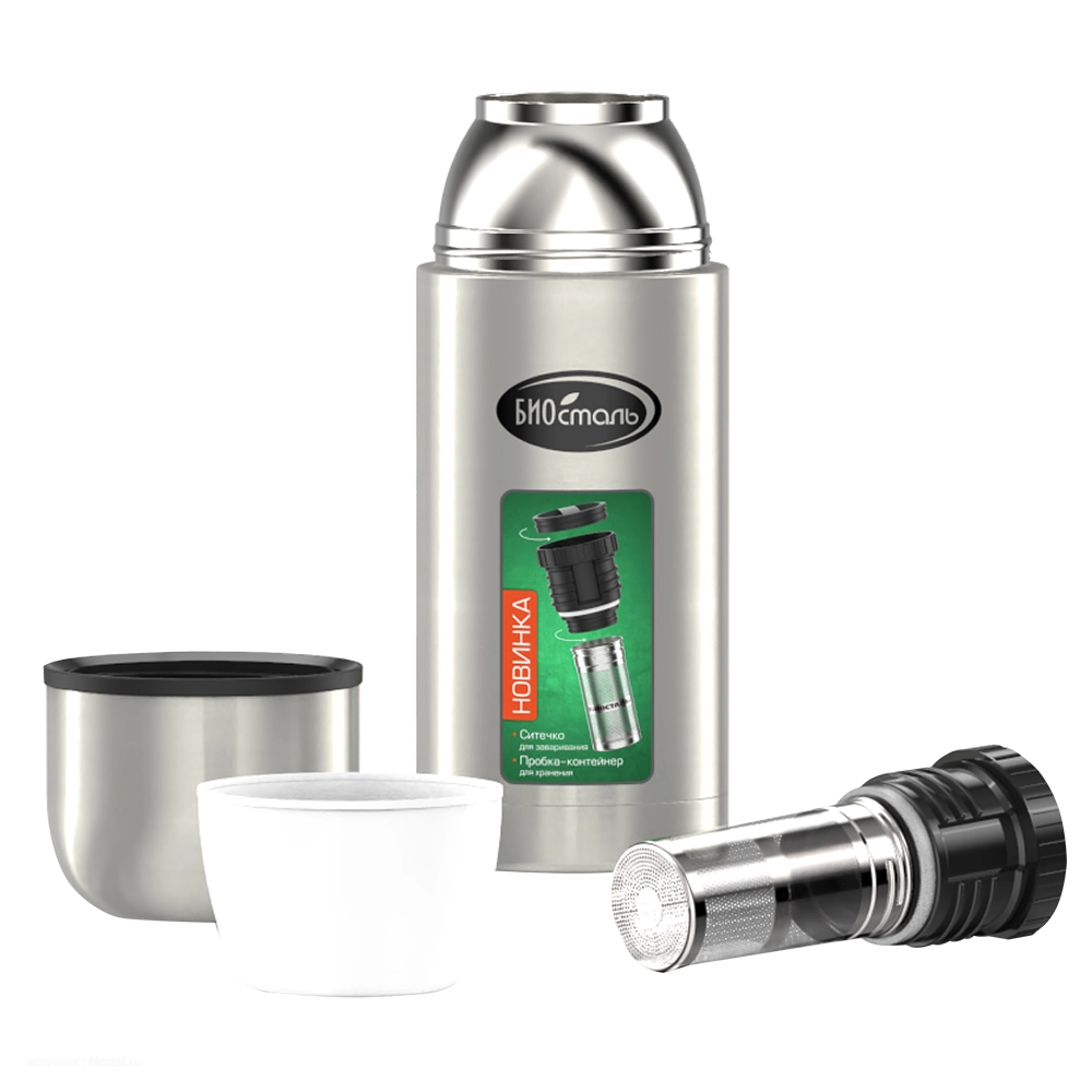 Термос "BIOSTAL-ОХОТА" узкое горло NBP-750Z, пробка с ситечком. Фото №3 Термос "BIOSTAL-ОХОТА" узкое горло NBP-750Z, пробка с ситечком. Фото №3