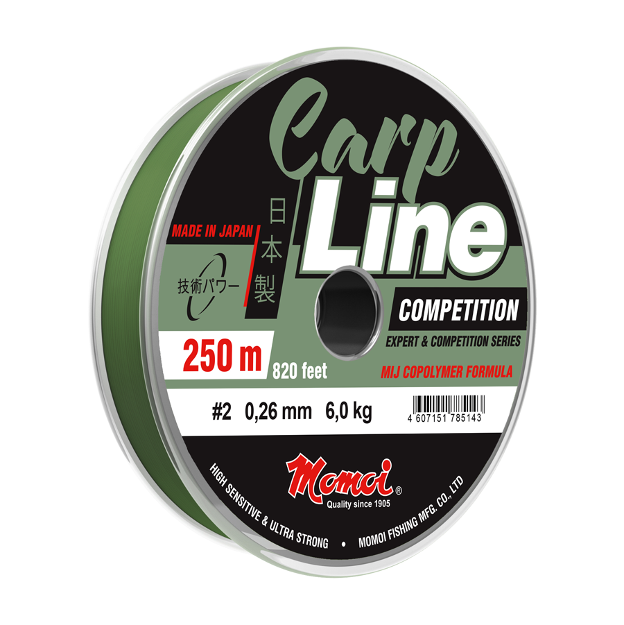 Леска MOMOI Carp Line Competition 0,26 мм, 7.0 кг, 250 м, оливковая (уп.5 шт). Фото №1