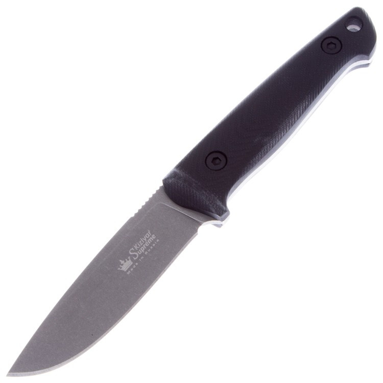 Нож Santi AUS-8 BT (черный, микарта, ножны кайдекс). Фото №3