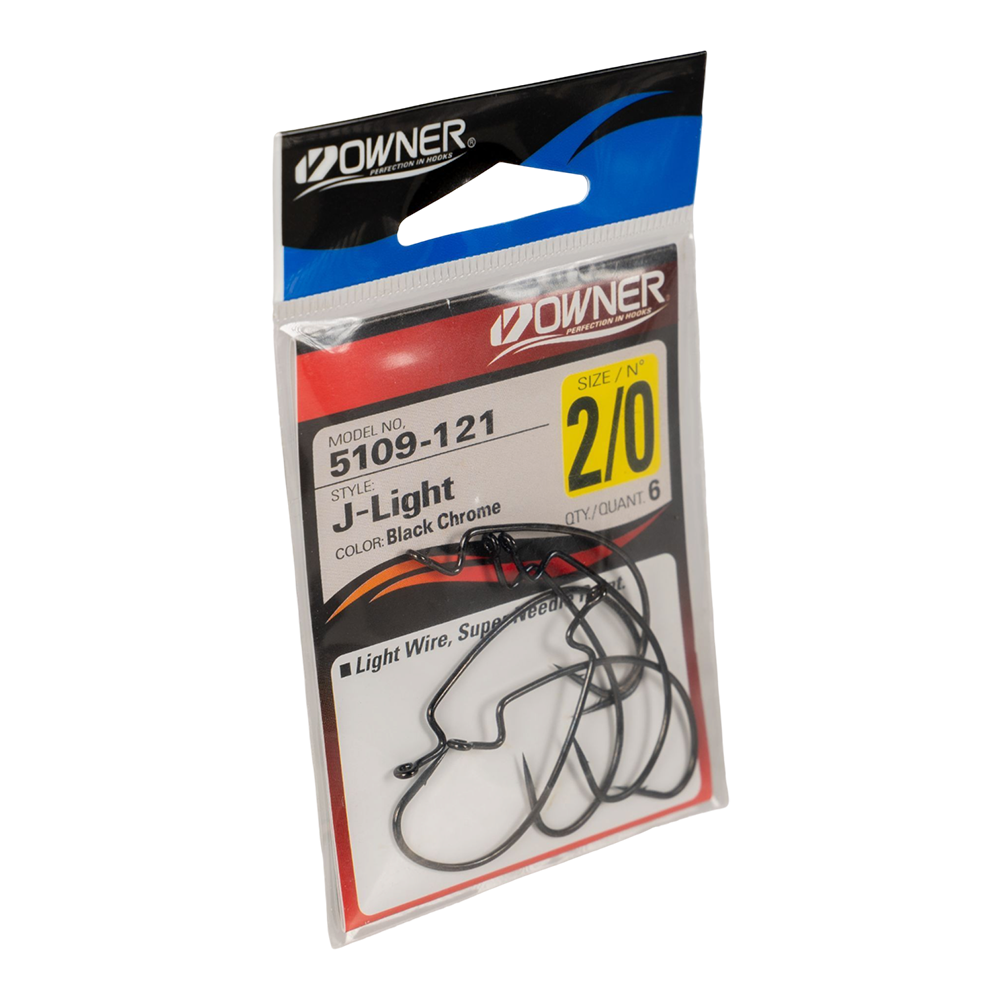 Крючок офсетный Owner 5109 Red №2/0 J-Light Hook (6шт.). Фото №2