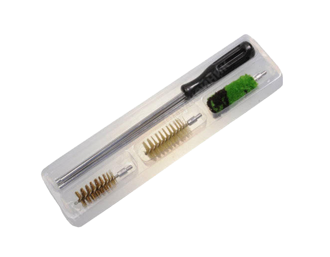 Набор для чистки ружей, калибр 20 мм в прозрачном кейсе с металлическим шомполом в оплетке. Фото №2