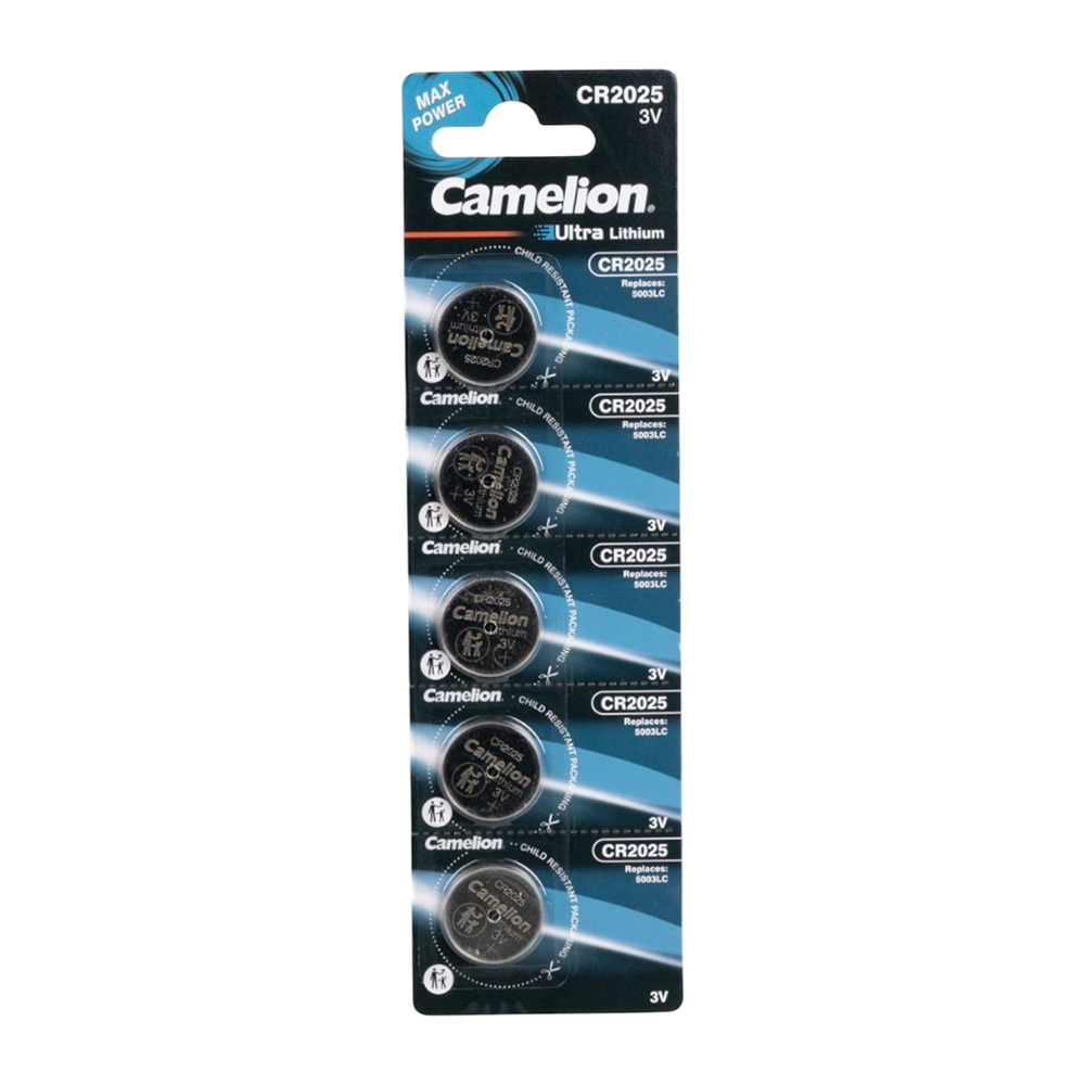 Батарейка литиевая Camelion CR2025 BL-5 (CR2025-BP5, батарейка литиевая,3V). Фото №1