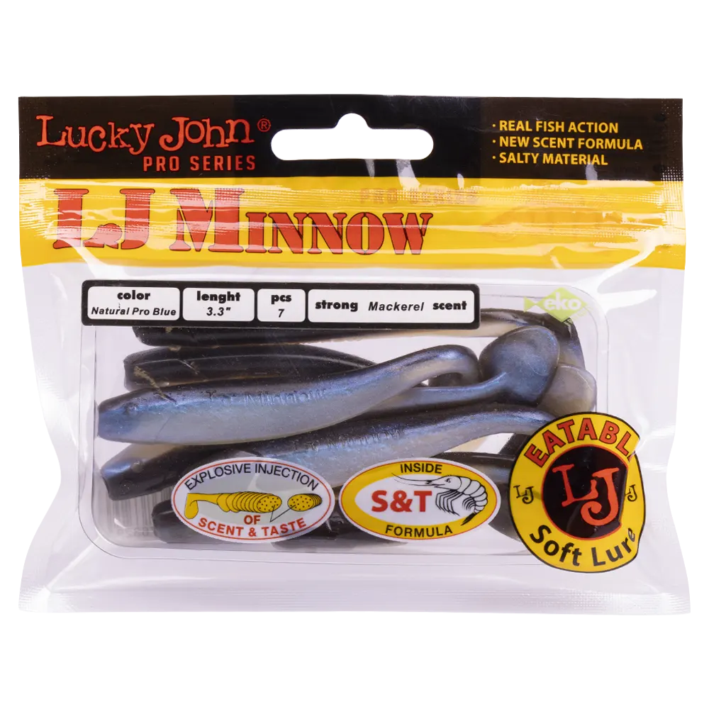 Виброхвост Lucky John Pro Series Minnow 3,3" 84мм, (7шт. упак.) цвет T46. Фото №5