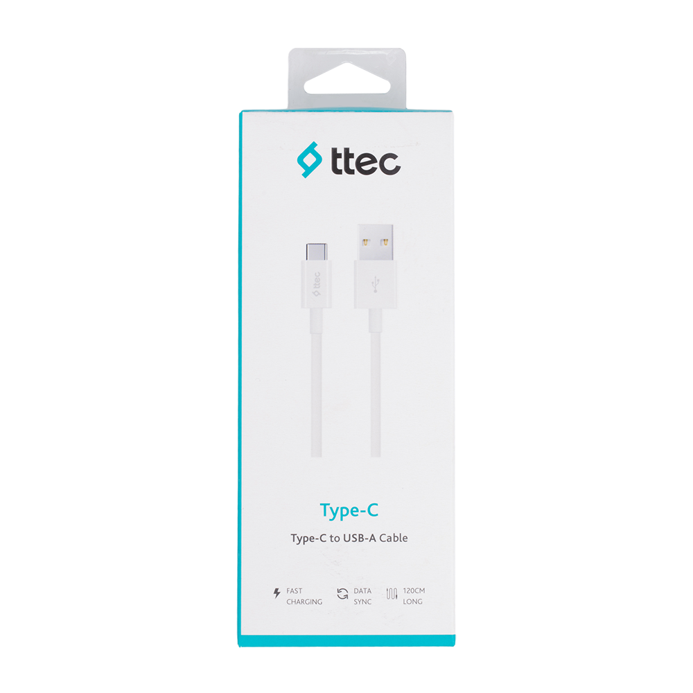 Кабель TTEC Type-C Белая оплетка 1,2м. Фото №1 Кабель TTEC Type-C Белая оплетка 1,2м. Фото №1