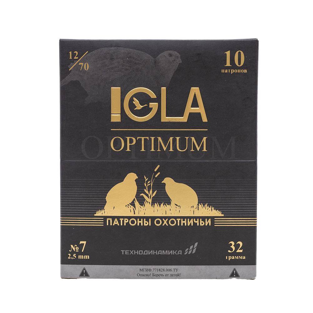 Патрон "Игла-Оптимум" 12/70 №7 32 гр. (в пачке 10шт, короб.,250). Фото №3