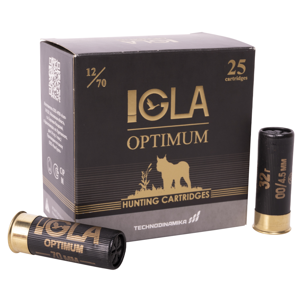 Патрон "Игла-Оптимум" 12/70 № 00 32 гр. (пачка 25шт, короб.,250). Фото №1