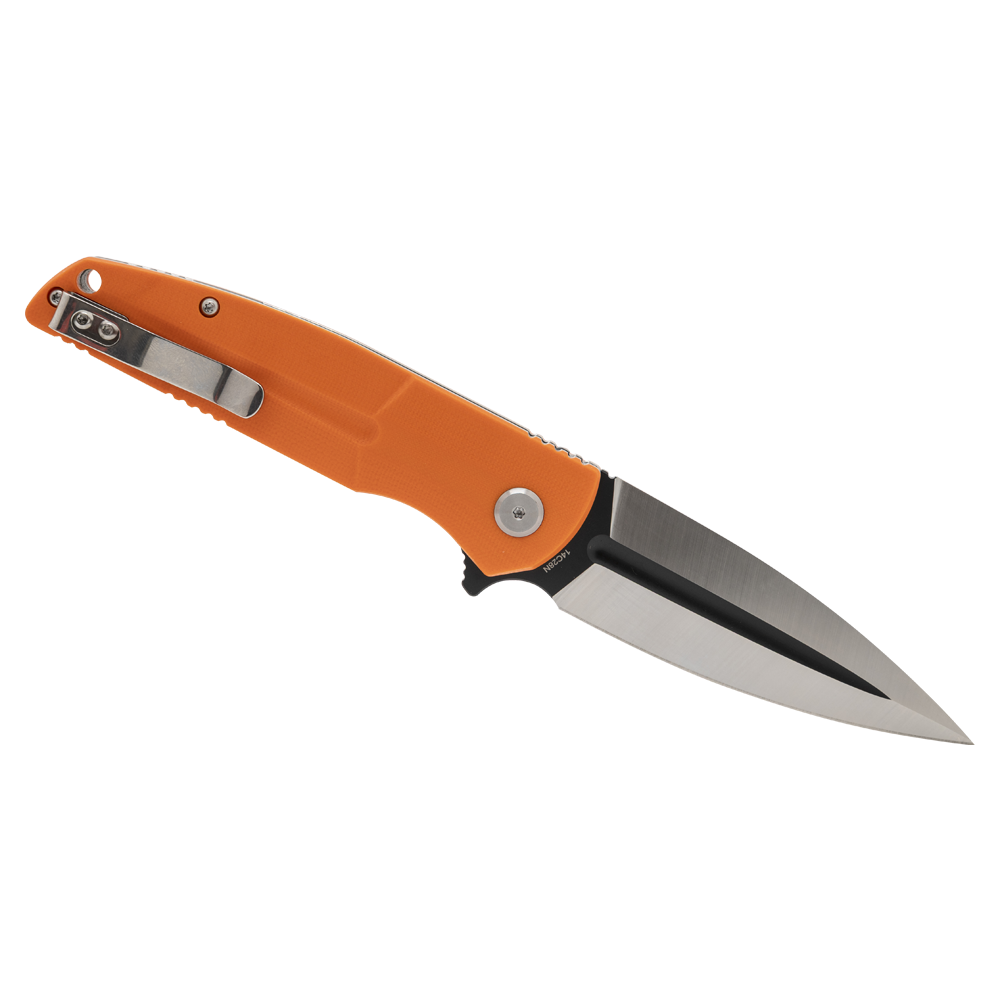 Нож складной Bestech Fin, клинок 14C28N, рукоять оранжевая G10. Фото №2